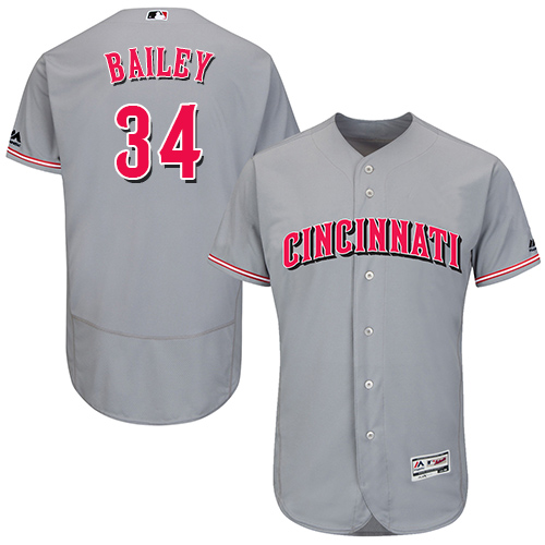 Reds #34 Homer Bailey Grey Flexbase Authentic Collection Stitched MLB Jersey